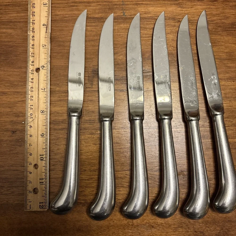 Vintage Viking Super Stainless Steel Serrated Steak Knife Set Of 6 Japan Pistol